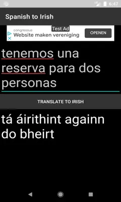 Spanish to Irish Translator android App screenshot 1